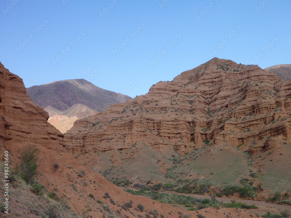 red rock formations in Canyon Konorchek in Kyrgyzstan