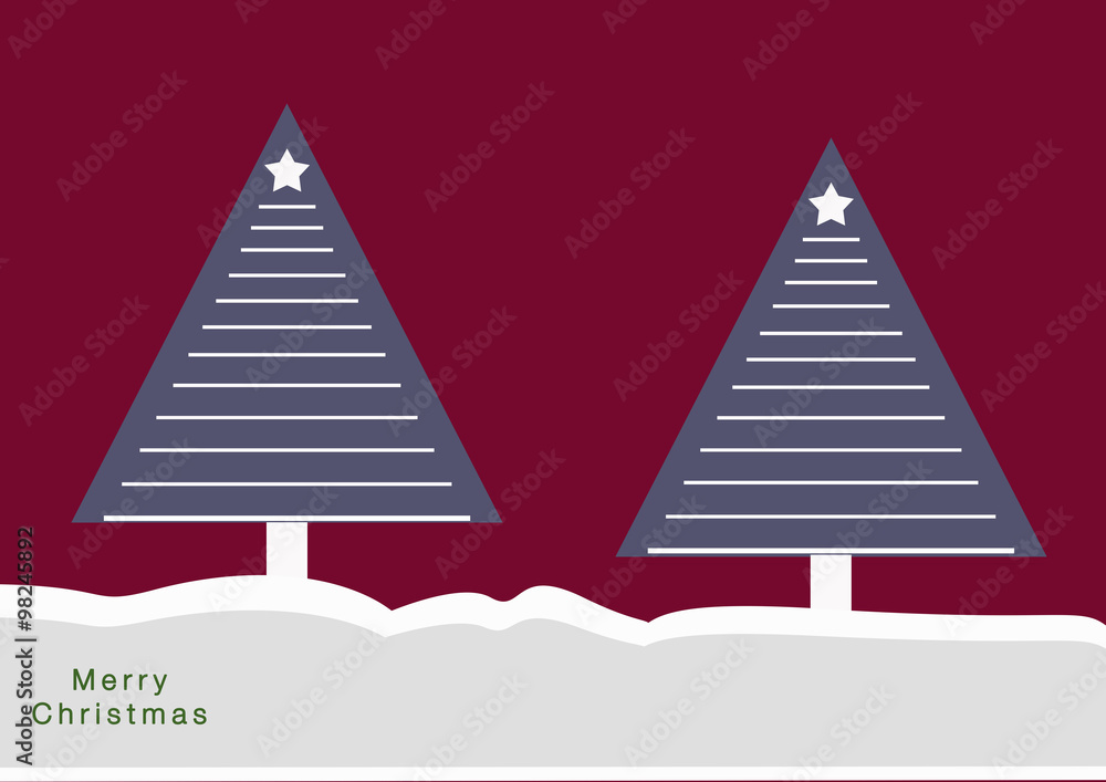 Fototapeta premium Alberi di natale astratti con sfondo rosso