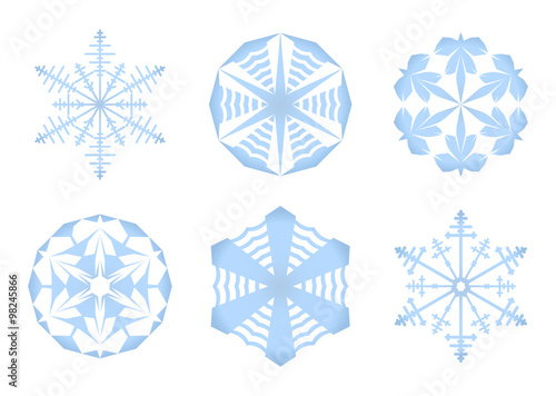 Blue snowflakes collection. Winter modern icons. Vector illustration