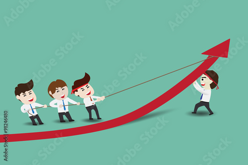 Businessmen accelerate business growth, template