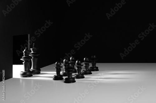 black chess pieces meeting photo