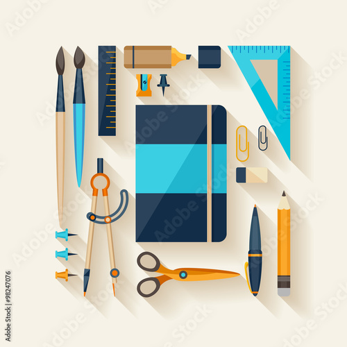 Office tools. Flat design.
