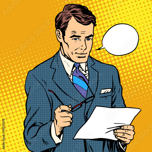 businessman reading a document