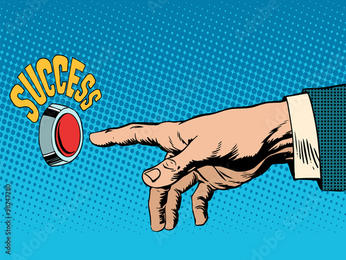 The red success button hand presses