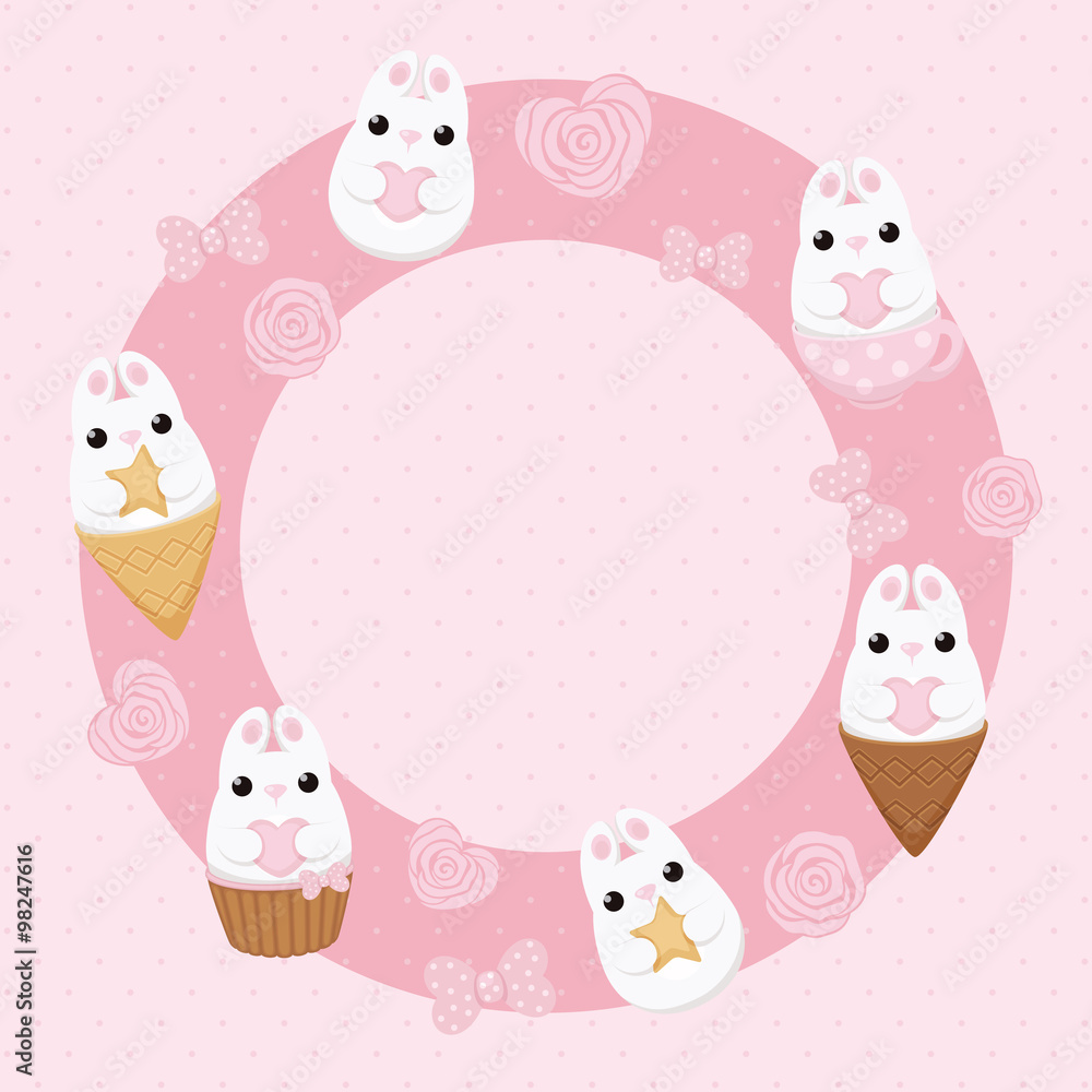 Vector flat creative bunny card Vector flat creative bunny card