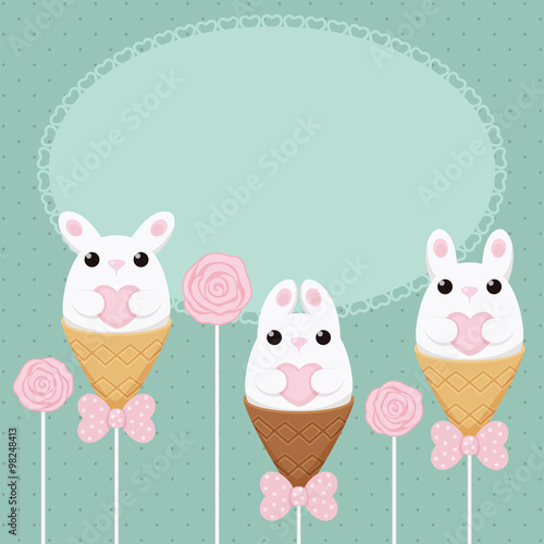 Vector flat creative bunny card