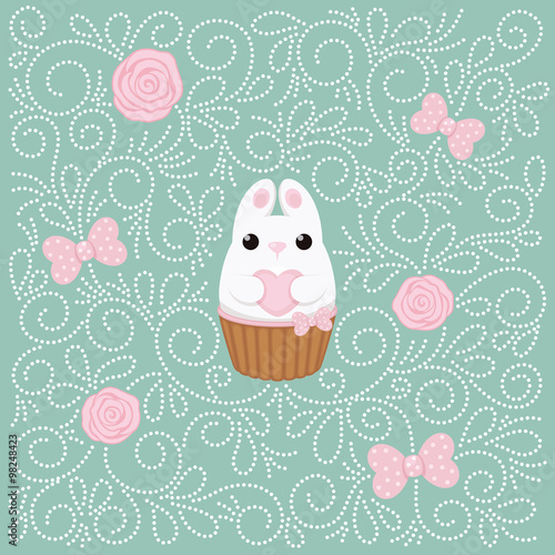 Vector flat creative bunny card