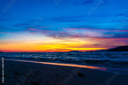 Tropical sunset on the beach.