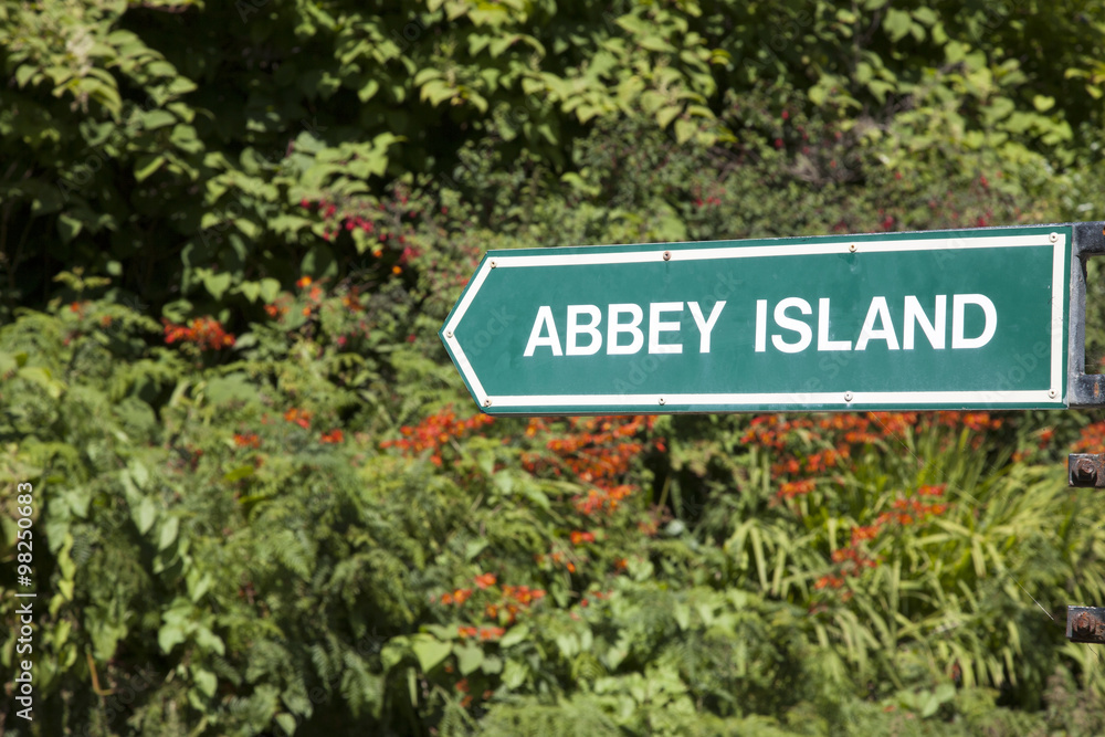 Abbey Island Sign, Derrymore Bay Beach, Ireland Abbey Island Sign, Derrymore Bay Beach, Ireland