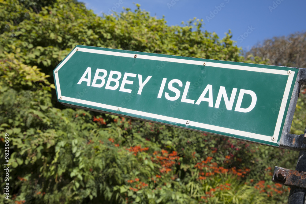 Abbey Island Sign, Derrymore Bay Beach, Ireland Abbey Island Sign, Derrymore Bay Beach, Ireland