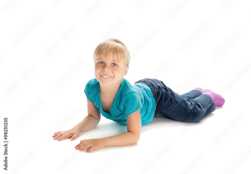 Little girl lying on the floor Little girl lying on the floor