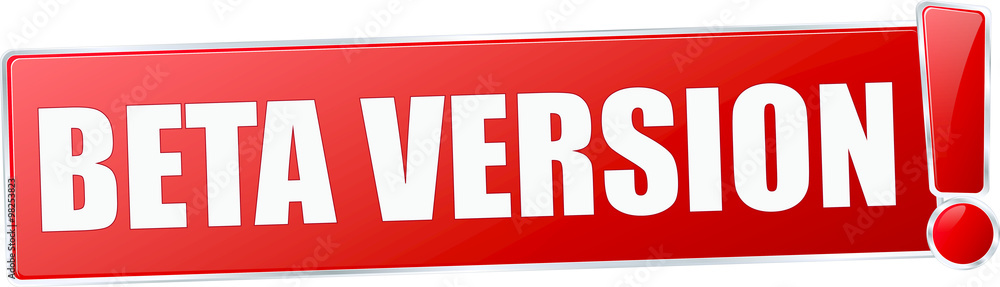 modern red beta version vector sign in red with metallic border and a exclamation mark modern red beta version vector sign in red with metallic border and a exclamation mark