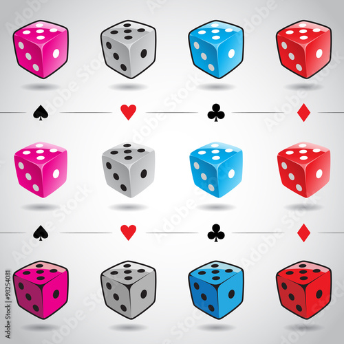Colorful Dices and Card Suits