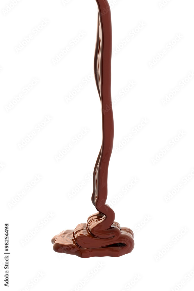 Chocolate flow isolated on white background close up Chocolate flow isolated on white background close up