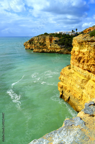 Spectacular rock formations on Benagil Beach on the Algarve coast