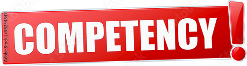 modern red competency vector sign in red with metallic border and a exclamation mark