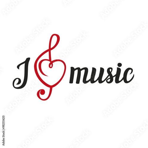 Calligraphic script "I love music"