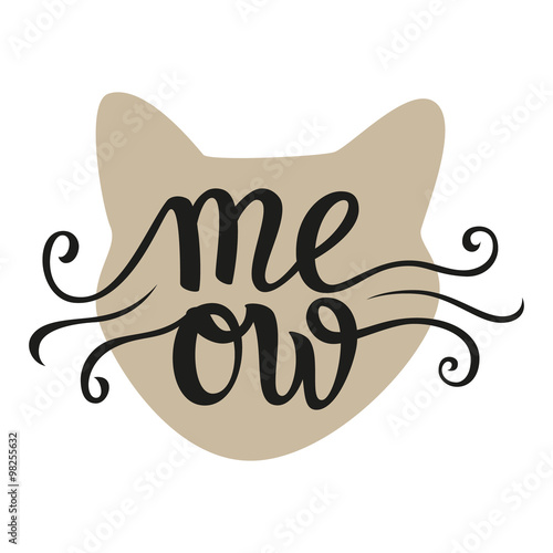 Hand lettering typography poster 'Meow'