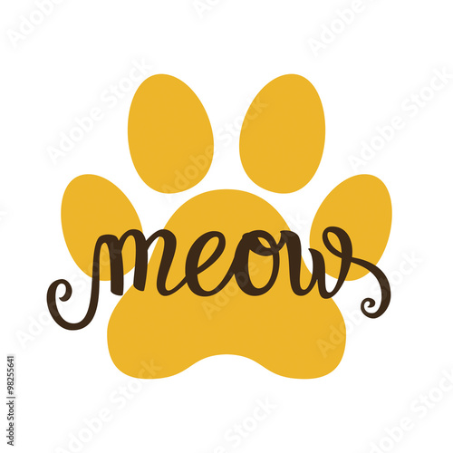Hand lettering typography poster 'Meow'