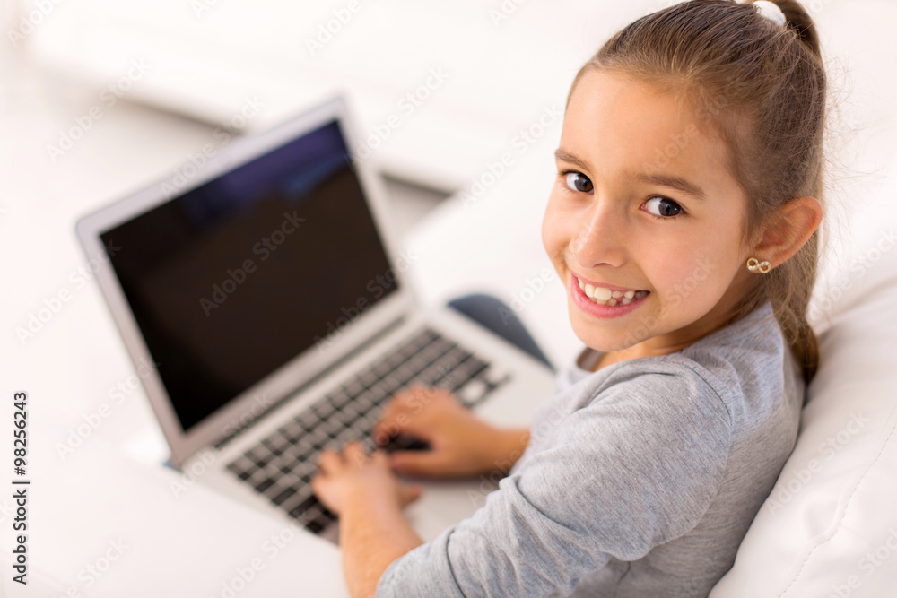little girl with laptop computer little girl with laptop computer