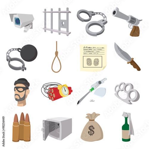 Crime cartoon icons