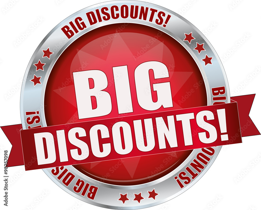 BIG DISCOUNT / realistic modern round glossy 3D vector eps10 button