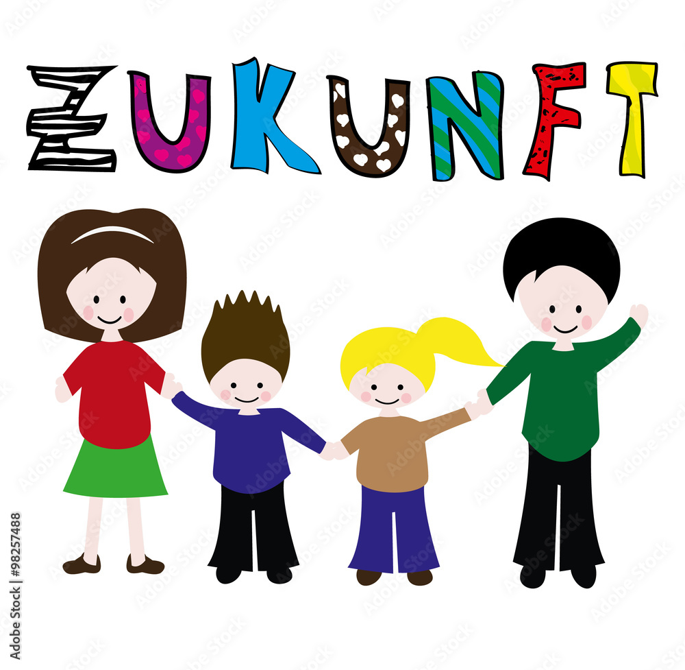 Zukunft Familie Kinderzeichnung Vektor
