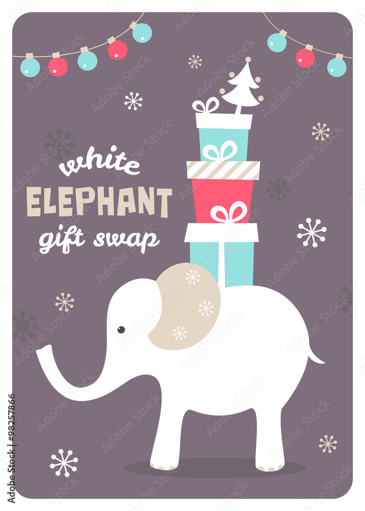 Obraz premium White Elephant Gift Exchange Illustration