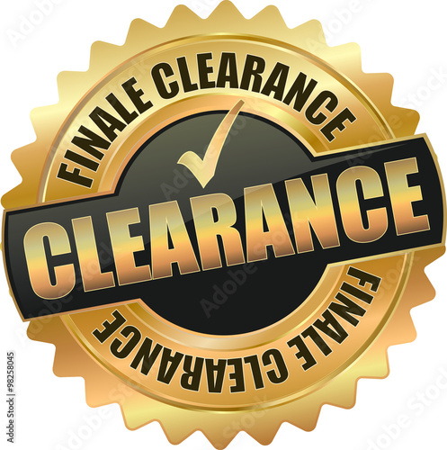 golden shiny vintage final clearance 3D vector icon seal sign button shield star with checkmark