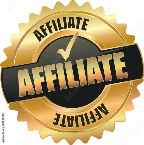 golden shiny vintage affilate 3D vector icon seal sign button shield star with checkmark