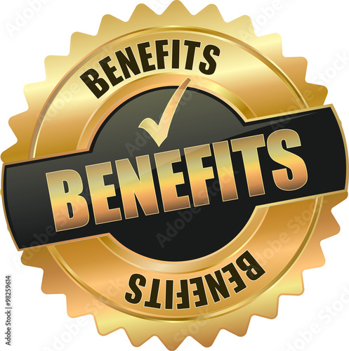 golden shiny vintage benefits 3D vector icon seal sign button shield star with checkmark