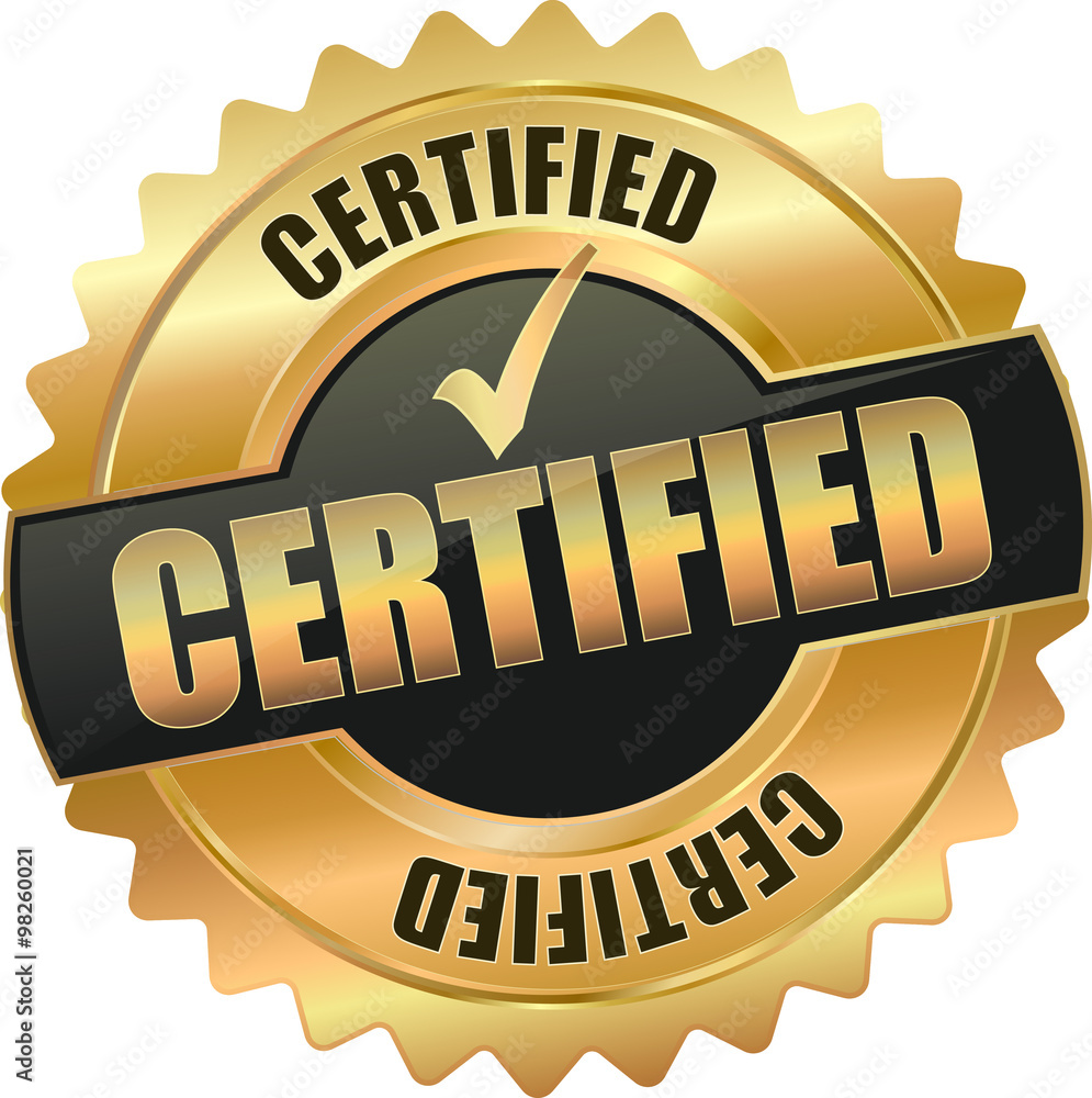 Ταπετσαρία golden shiny vintage certified 3D vector icon seal sign button shield star with