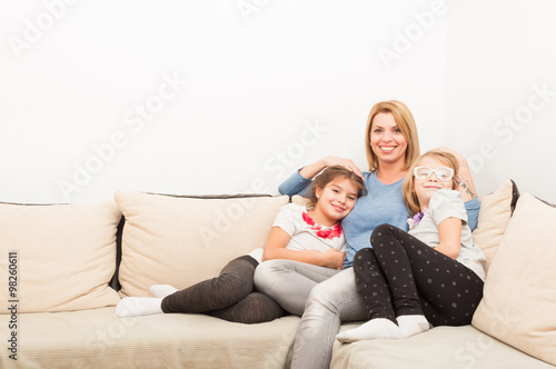 Young mother and daughters