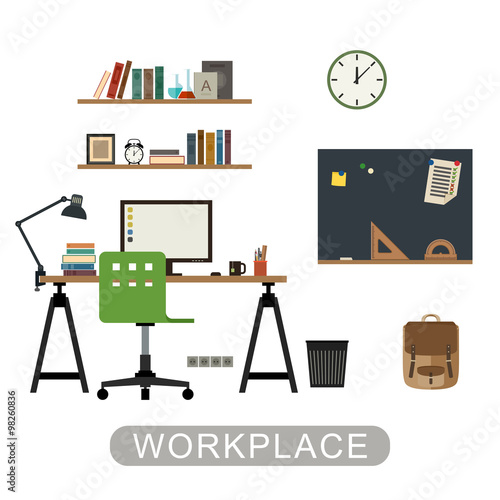 Workplace in room.