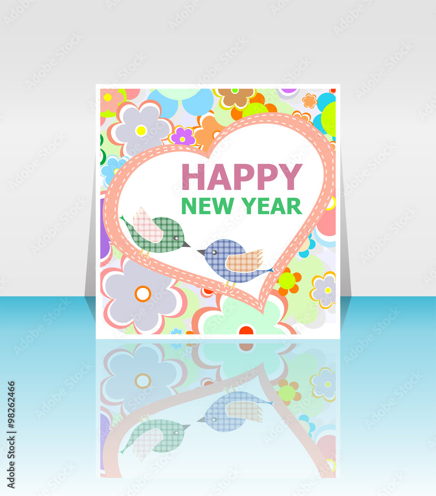 Fototapeta premium Happy New Year Holiday Vector Card, Merry Christmas