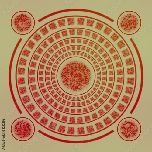 Magic aged runes circle on parchment background