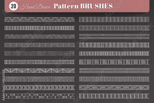 Set of 20 Hand Drawn Pattern Brushes