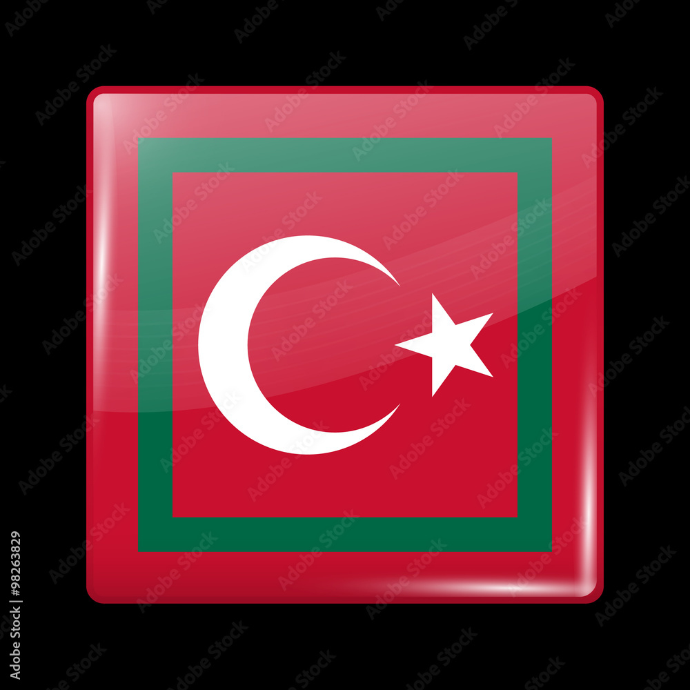 Turkey Variant Flag. Glassy Icon Square Shape Turkey Variant Flag. Glassy Icon Square Shape