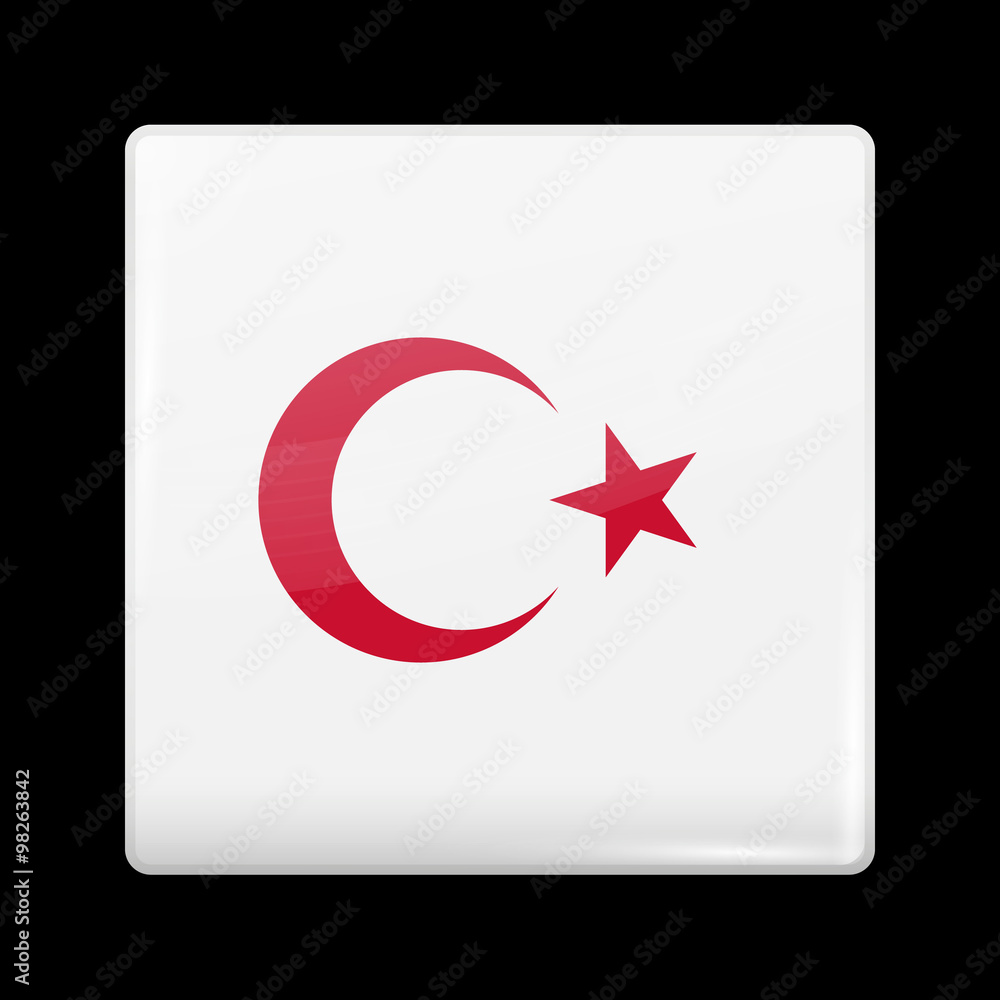 Turkey Variant Flag. Glassy Icon Square Shape