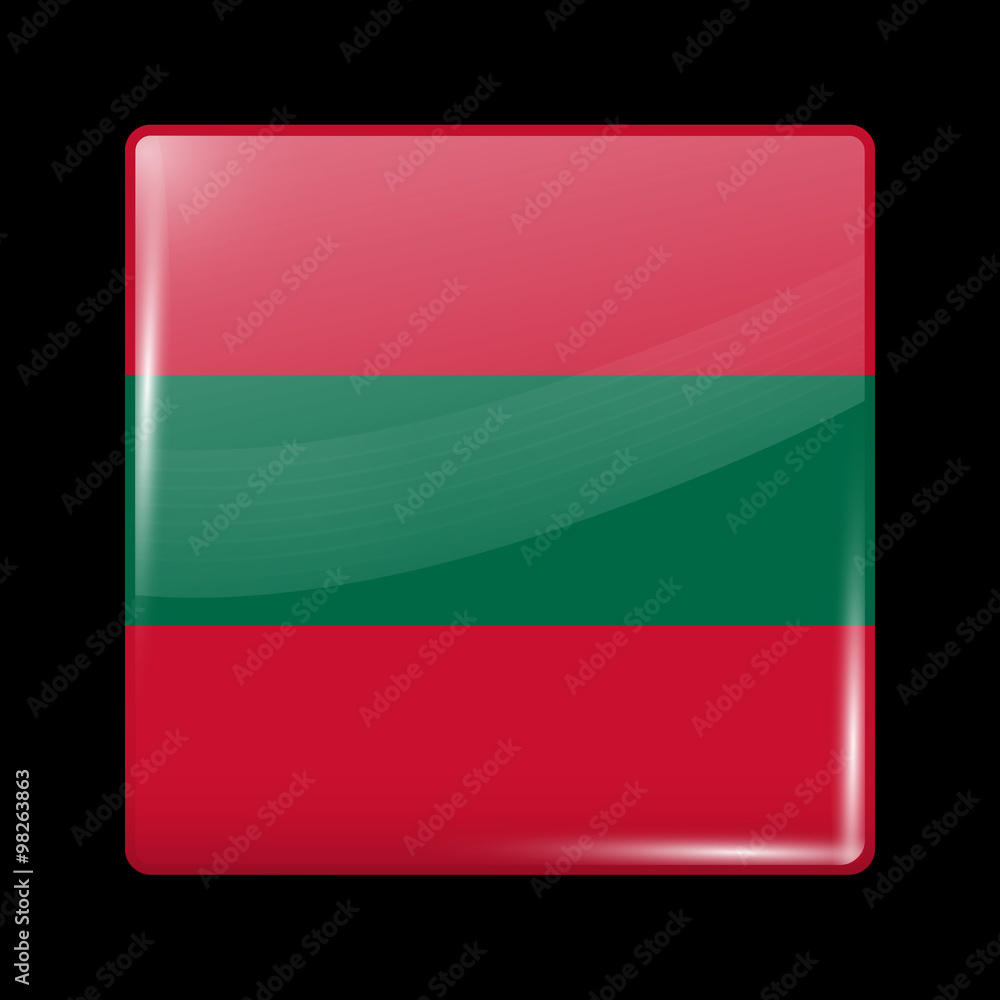 Ottoman Empire Variant Flag. Glassy Icon Square Shape Ottoman Empire Variant Flag. Glassy Icon Square Shape