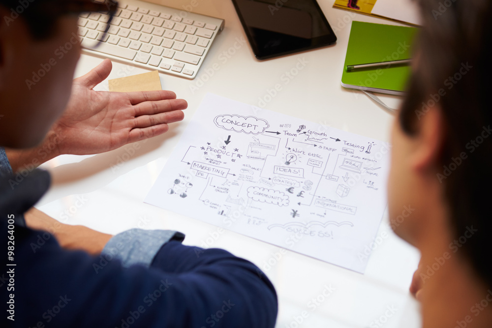 Close Up Of Designers Discussing Document During Meeting Close Up Of Designers Discussing Document During Meeting