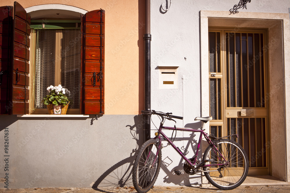 Bicycle In Burano Islands, Italy