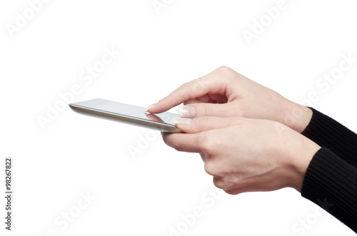 hands holding a tablet