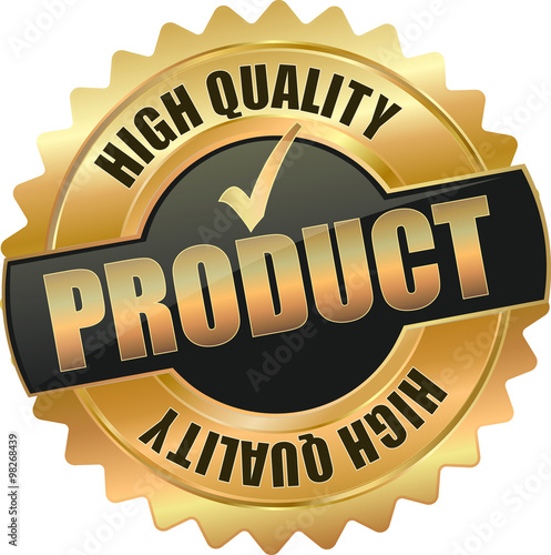 golden shiny vintage high quality product 3D vector icon seal sign button star with checkmark