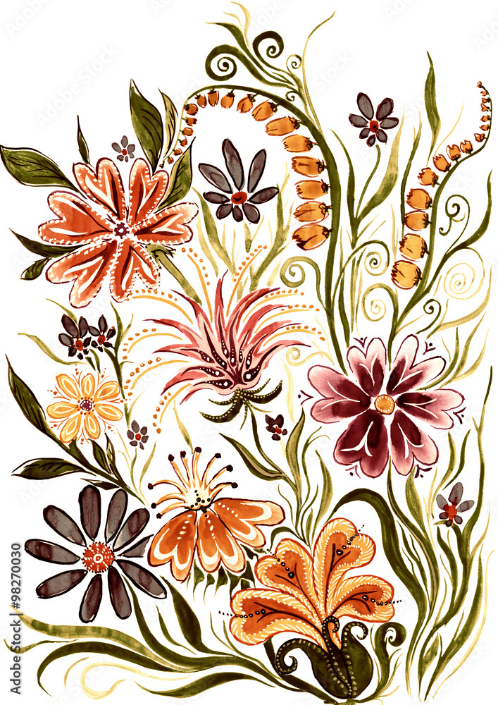 Fototapeta premium flower background - watercolor painting on paper
