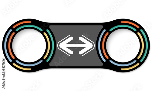 Two circular connected boxes for your text and arrow