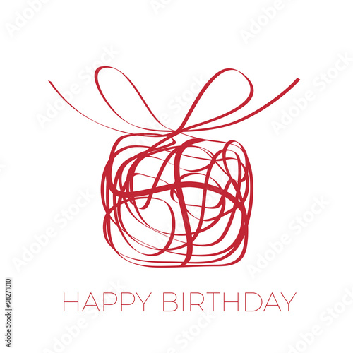 A gift for your happy birthday. Vector scrawl of box with bow