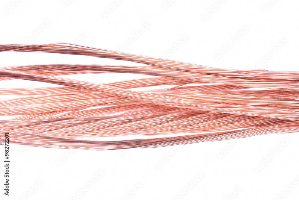 Copper wires isolated on white background Copper wires isolated on white background