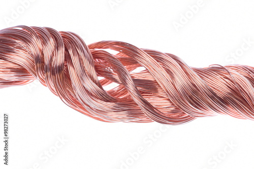 Copper wires isolated on white background