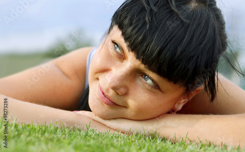 Canvas Print dreamy woman face